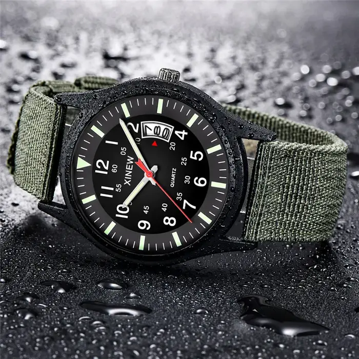 Original XINEW marque montres pour hommes mode bracelet en Nylon militaire sport Date montre à Quartz Erkek Barato Saat Relogio Masculino