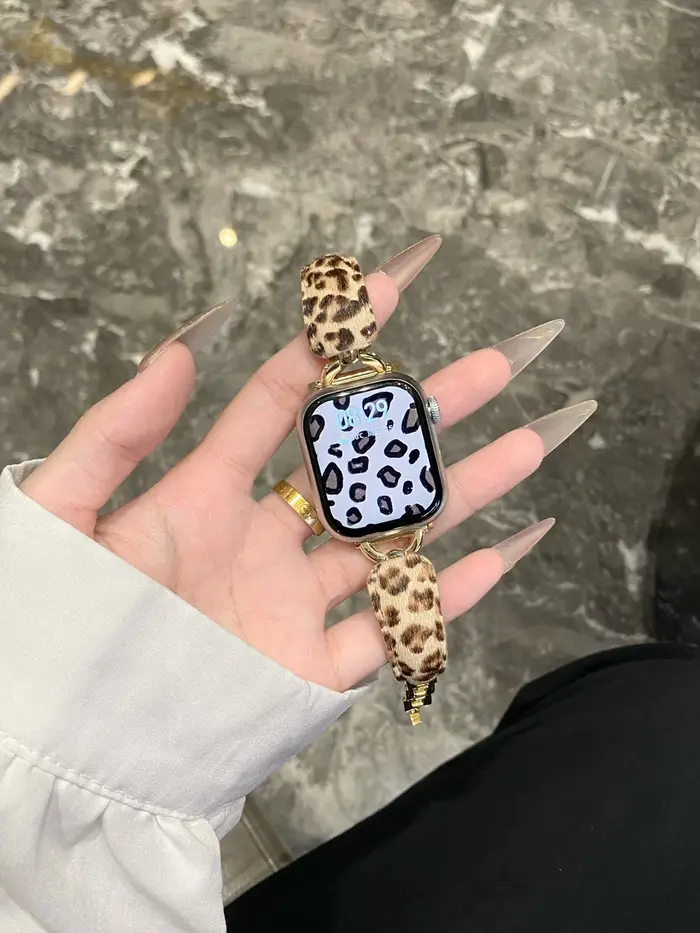 Bracelet de luxe imprimé léopard pour Apple iWatch série 10 9 8 7 6 5 4 3 SE Ultra 2 femmes Bracelet