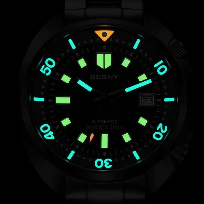 BERNY 20ATM montre de plongée pour hommes noir mécanique Original mis5 8215 haut automatique saphir luxe