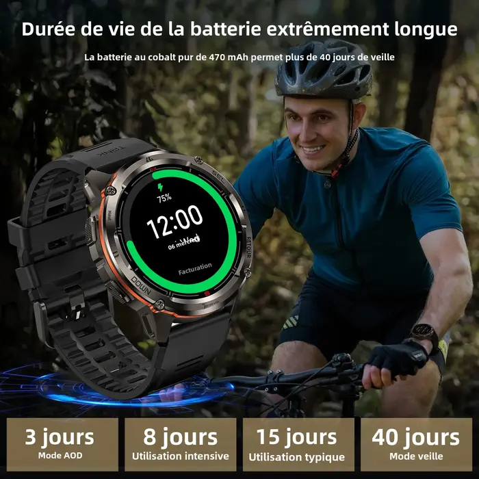KOSPET TANK T3 Ultra 2 montre intelligente pour hommes GPS en acier inoxydable Smartwatch 50M étanche IP69K moniteur