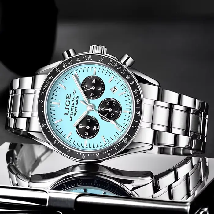 Montre d'affaires entièrement en acier étanche pour homme
