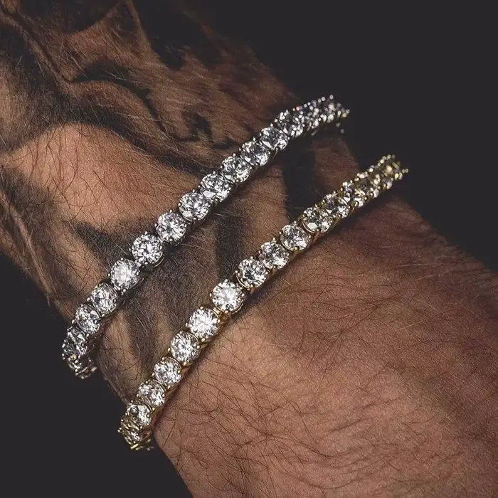 Bracelet de Tennis hip hop en zircone cubique pour hommes