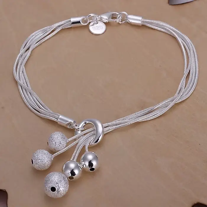 Bracelet à breloques en argent regardé 925 pour hommes et femmes