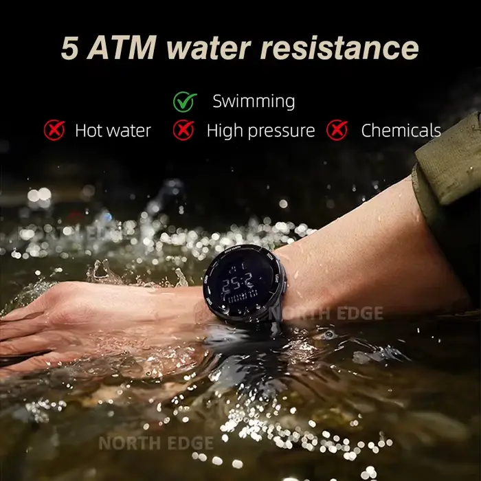 Montres numériques pour hommes NORTH EDGE 2026 TERRAX, sports de plein air, natation, étanches 50 m,