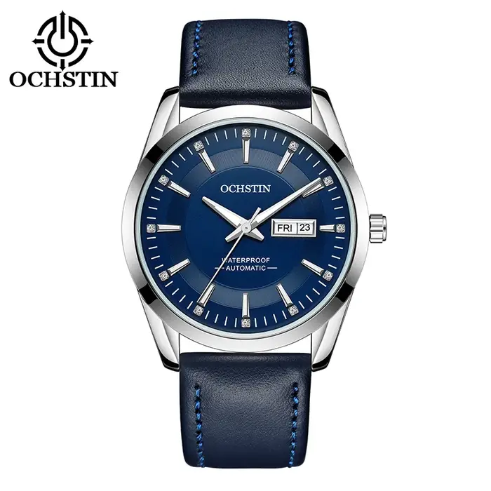 Montres OCHSTIN à mouvement mécanique automatique, bracelet en cuir véritable, collection Prominente