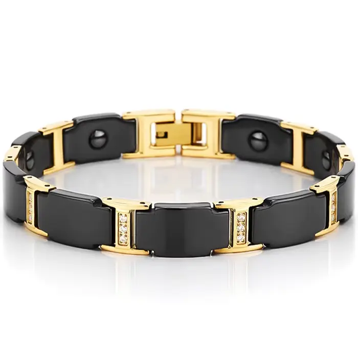 Bracelet magnétique en céramique et acier inoxydable pour homme