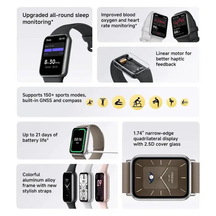 Version Globale Xiaomi Smart Band 9 Pro Bracelet Connecté Écran AMOLED 1,74 pouces Oxygène Sanguin S