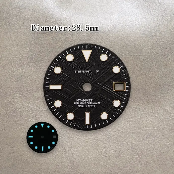  Accessoires de modification de montre de haute qualité : Cadran NH34 en météorite noire de 28