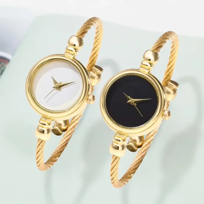 2 pièces montres pour femmes mode or Bracelet fin dames Bracelet montre femme montre-Bracelet femmes