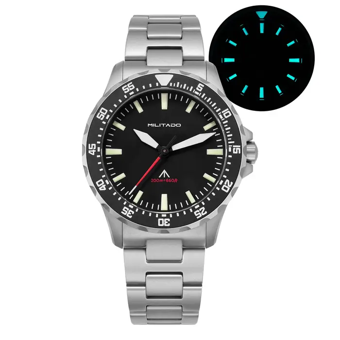 Militado – montre de plongée ML16 39mm, cristal saphir, résistant à l'eau à 200M, lunette en céramiq