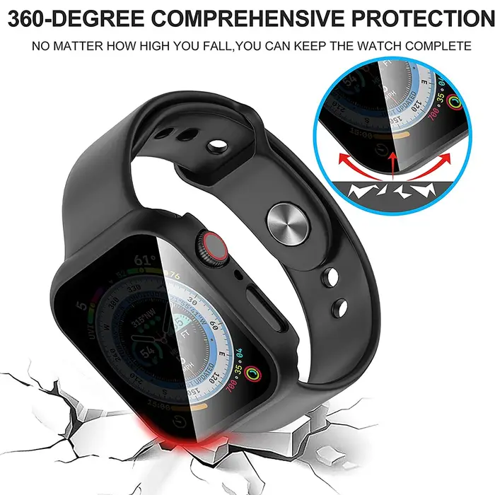 Verre trempé de confidentialité + étui pour Apple Watch 10 46mm 42mm