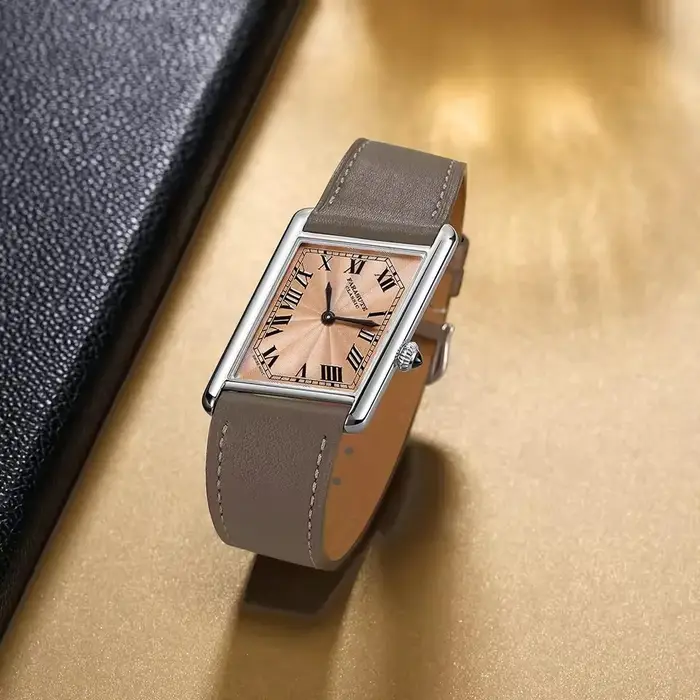 Montre à quartz pour homme FARASUTE, 27,2 mm * 37 mm, montre-bracelet vintage, boîtier en parallélog