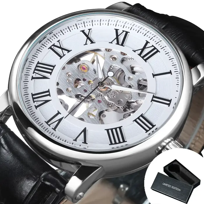 WINNER Business squelette montres mécaniques haut de gamme montre de luxe pour hommes ceinture en cu