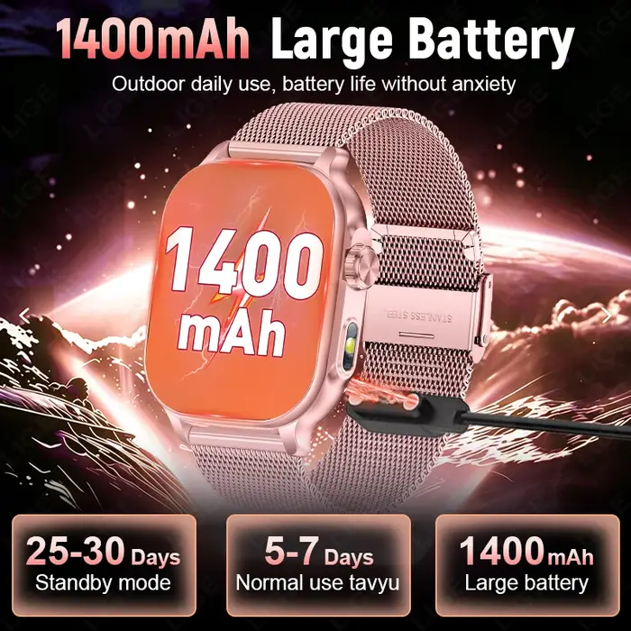 Montres intelligentes d'extérieur pour femmes, GPS, suivi de trajet, batterie 1400mAh, étanche IP68, appels Bluetooth, montre intelligente de sport militaire pour femmes
