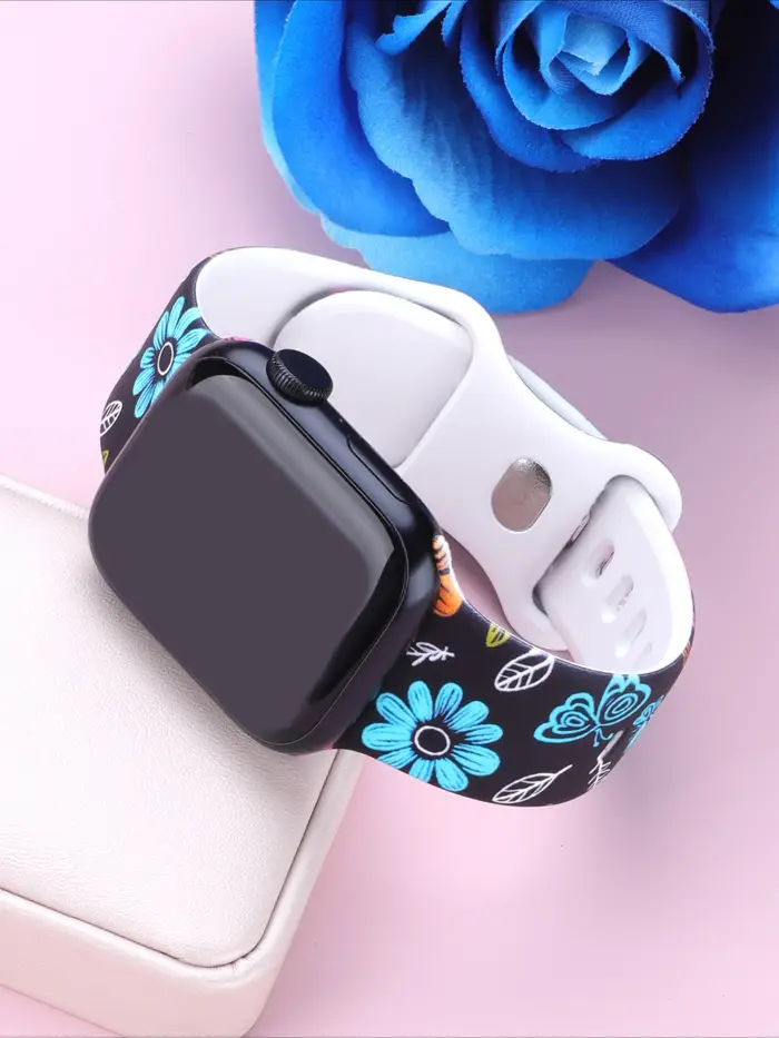 Bracelet de montre à motif floral pour Apple Watch 40/41/42/44/45/46/49mm
