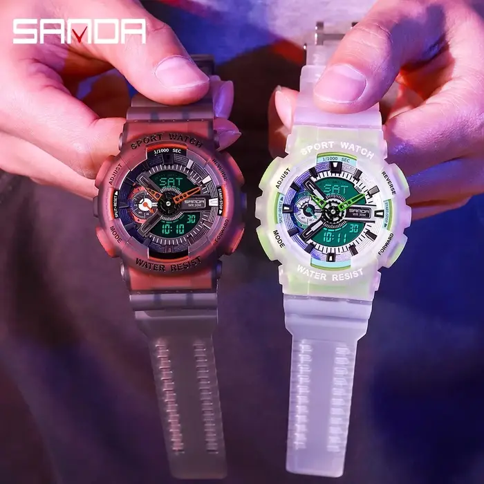 SNADA 2025 nouvelles montres pour hommes sport montre-bracelet électronique étanche mode fluorescente double affichage montre à Quartz numérique 3029