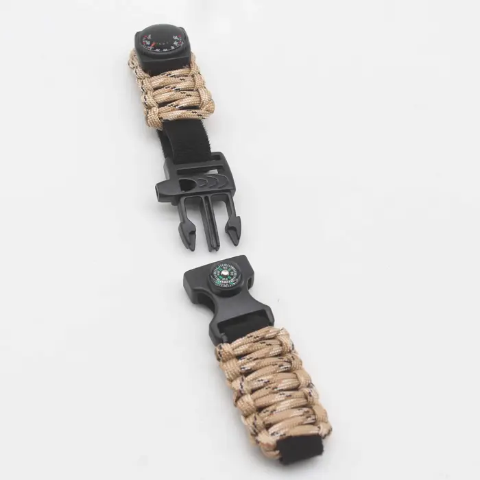 Bracelet de montre tissé en paracorde, sifflet, boussole, bracelet réglable