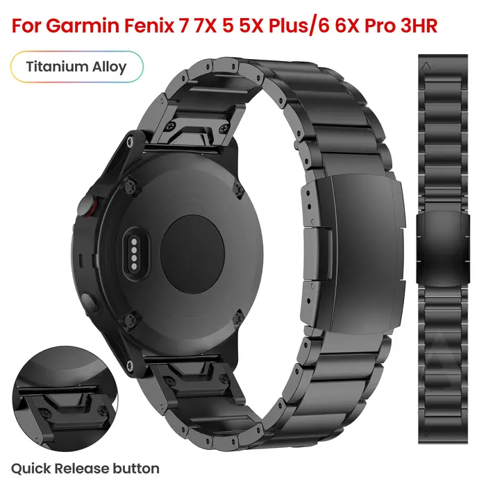 Garmin 22 26mm alliage de titane Bracelet de montre à dégagement rapide pour Fenix5 5XPlus 6 6XPro 7Pro 7XPro