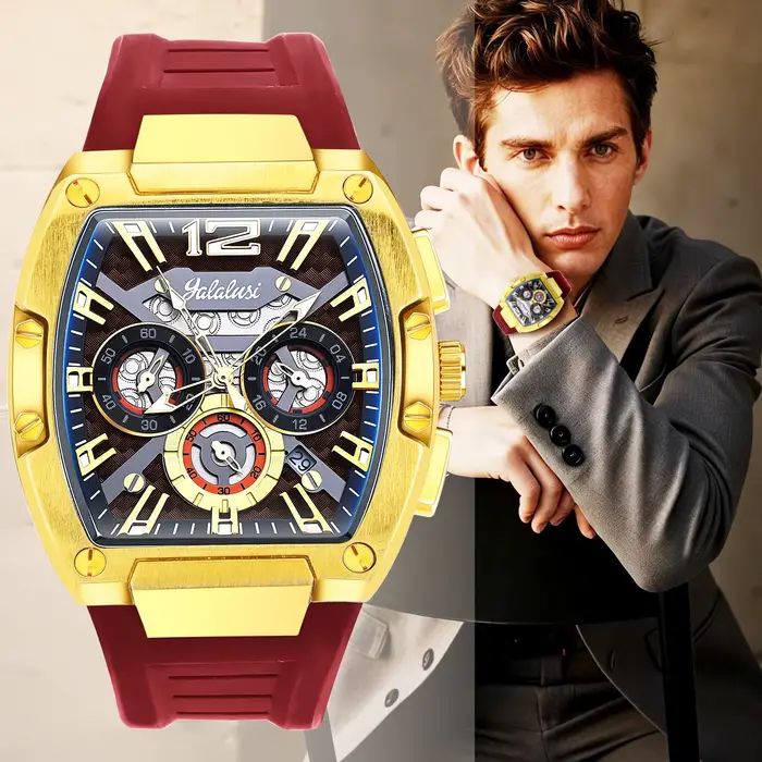 Yalalusi Montre de sport décontractée pour hommes avec grand cadran et mouvement à quartz résistant à l'eau Reloj Hombre