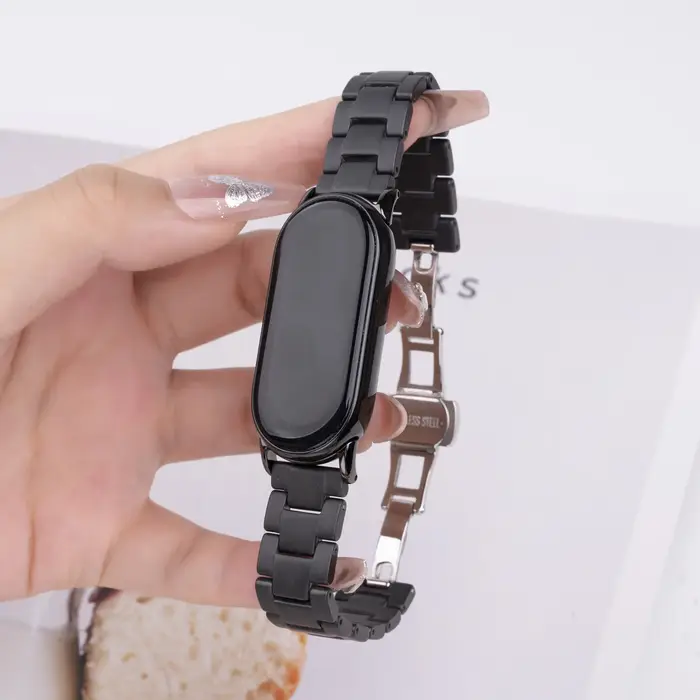 Bracelet en céramique pour Xiaomi Band 10 9 8, Bracelet de montre intelligent, boucle papillon, Bracelet de remplacement pour Xiaomi Mi Band10, accessoires