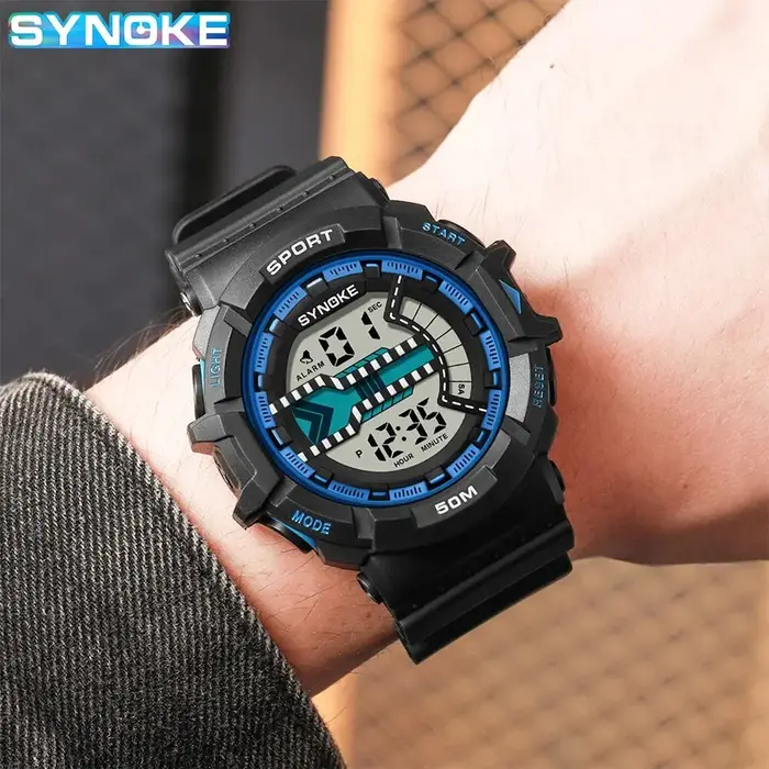 Montre numérique pour hommes en plein air militaire mode rétro hommes montre sport étanche hommes montre multifonctionnel lumineux SYNOKE
