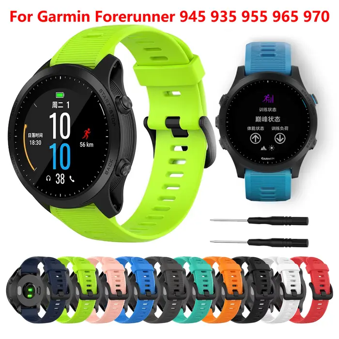 Bracelet de montre en silicone de 22 mm pour Garmin Forerunner 945, compatible avec les modèles Forerunner 970, 965, 955, 935, 745