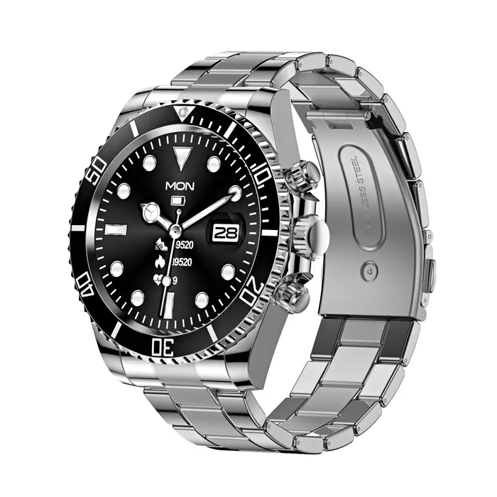 Montre connectée AW12 avec écran HD IPS de 1,3 pouces, boîtier entièrement en acier, modes sportifs