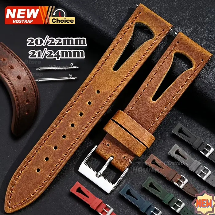 Bracelet de montre en cuir souple respirant avec trous