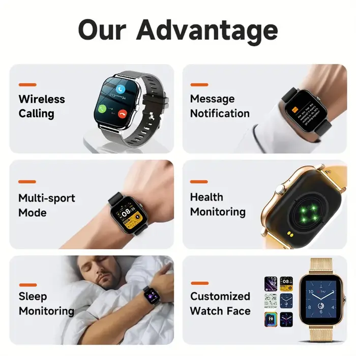 Montre intelligente pour Android IOS montres 1.83 pouces HD affichage Bluetooth appel Message alerte musique sport Mode Smartwatch hommes femmes cadeau