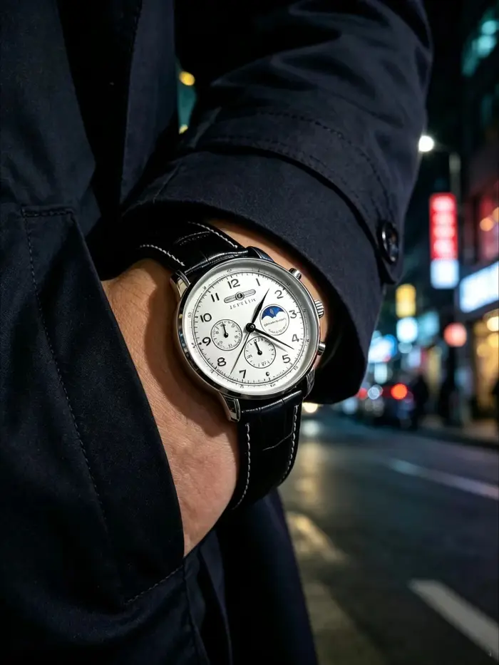 Montre Zeppelin New Moon Phase Airship pour homme, montre à quartz décontractée, bracelet rétro, montre de business, chronographe de précision