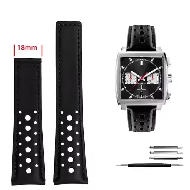 Bracelet de montre élégant en cuir véritable pour homme, pour Tag Heuer Carrera Heritage Monaco Seri