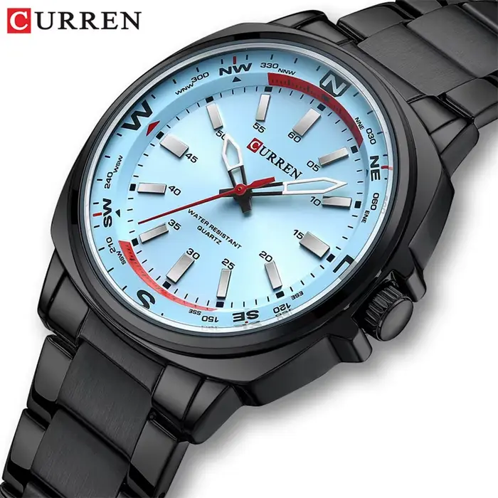CURREN 8455 montre à Quartz de mode pour hommes affaires bracelet en acier inoxydable veilleuse étanche