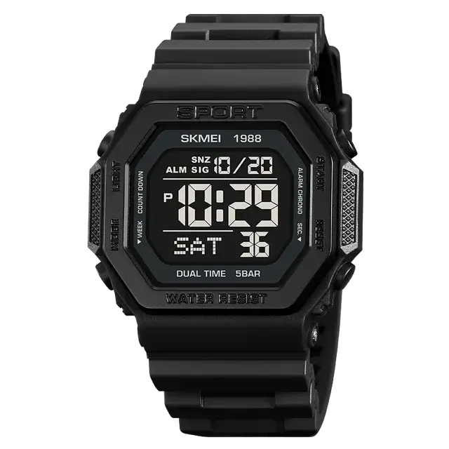 SKMEI 1988 militaire compte à rebours Chrono montre-bracelet pour hommes LED affichage numérique Spo