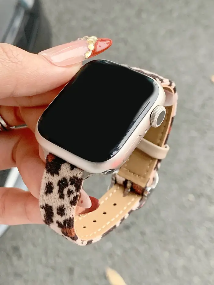 Bracelet en cuir à imprimé léopard populaire pour Apple Watch Femme 44mm 40 45 41 49 42 38 Series 11 10 9 8 SE 7 6 5 4 3
