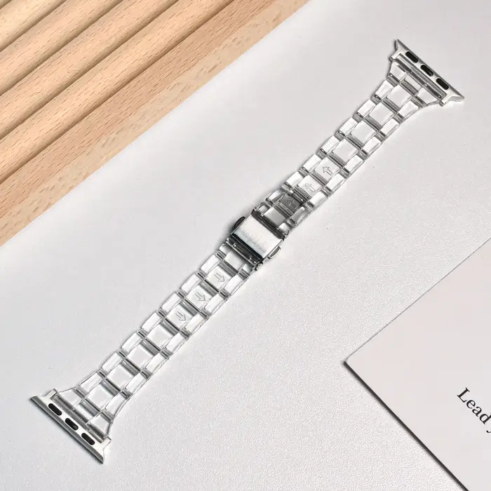 Bracelet de montre en résine mince pour apple watch série 11/10/9 8 7 6 SE 5 4 bandes 42 38mm correa acier clair pour iwatch 44mm 40 41 45 Ultra