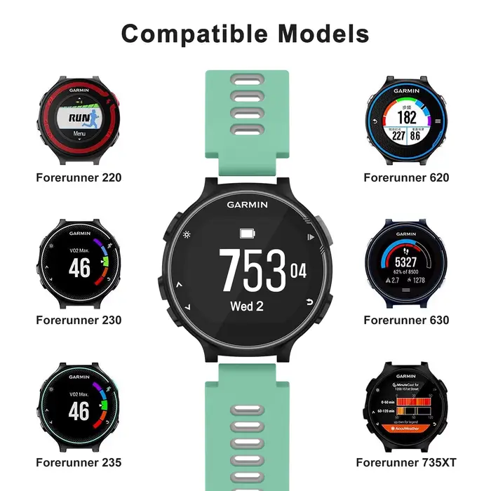 Bracelet en Silicone Double couleur pour Garmin Forerunner 235 220 620 630 735 735XT