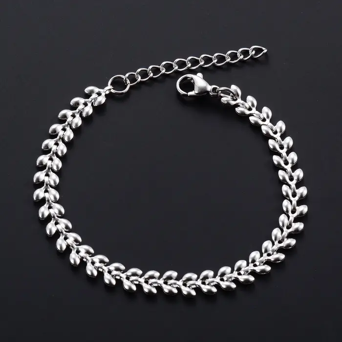 Bracelet en acier inoxydable pour femmes, chaîne à maillons de blé avec extension, plaqué or, access