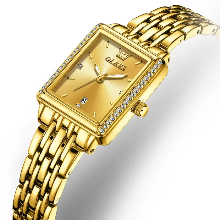 OLEVS femmes montres mode doré vert inoxydable tache acier dames montre étanche Quartz montre-bracel