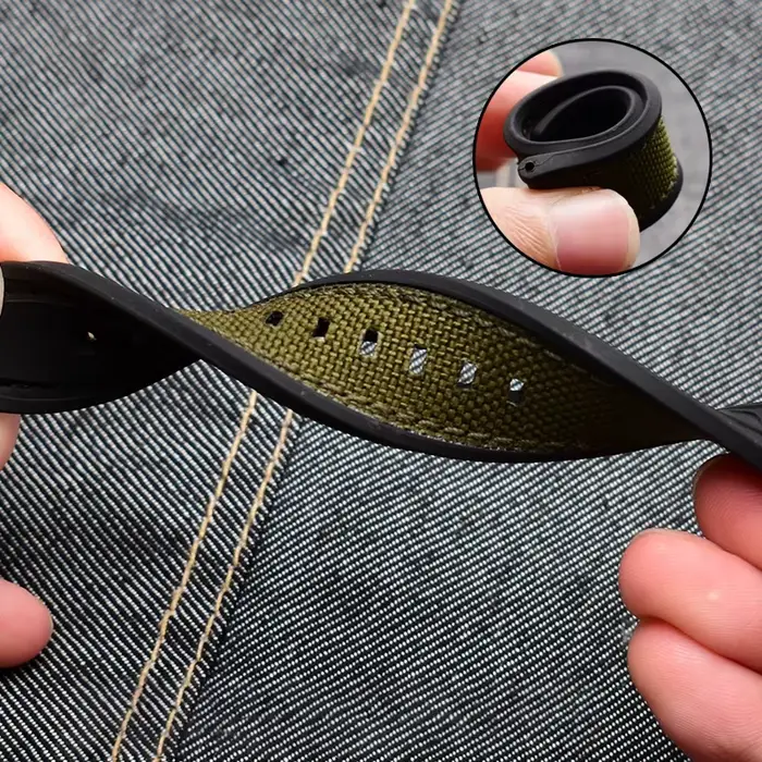 Bracelet de montre à semelle en caoutchouc de silicone en toile pour SeATM