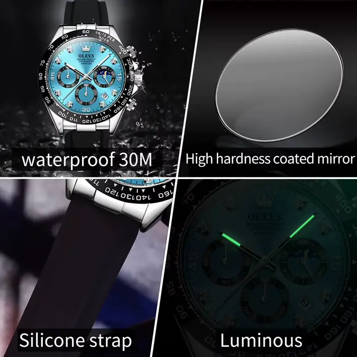 OLEVS 2875 Original marque de luxe montre à Quartz pour hommes bracelet en Silicone chronographe Date automatique