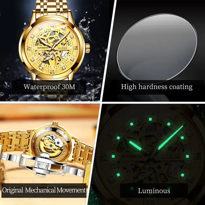 OLEVS 9901 montres pour hommes marque de luxe évider montre mécanique automatique