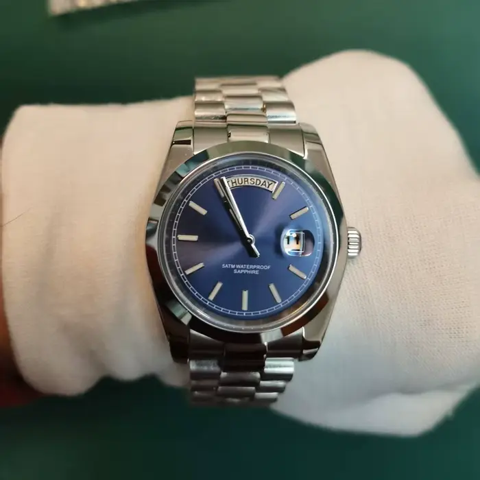 Montre pour hommes de petite taille verre saphir acier inoxydable natation 50M étanche affaires battre mouvement à Quartz DD36MM montre-bracelet
