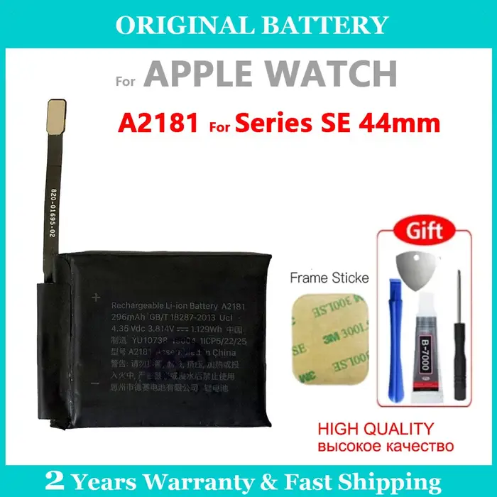 Batterie d'origine de remplacement pour Apple Watch série SE 1 2 3 4 5 6 7 8 iWatch S1 S2 S3 S4 S5 S6 S7 S8 GPS LTE 40/42/45MM Bateria