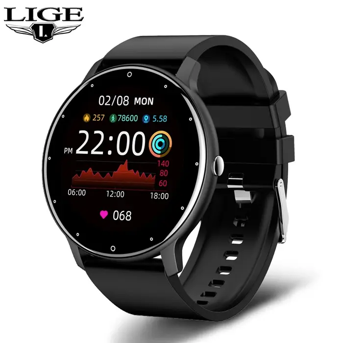 LIGE-Montre de sport connectée pour les femmes, écran tactile, étanche conforme à la norme IP67, Blu