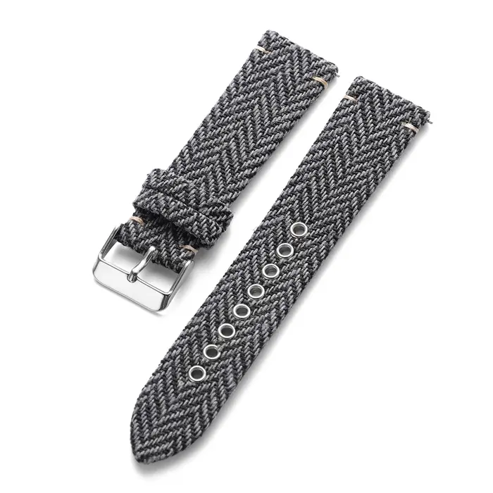 Bracelet tissé à dégagement rapide, 18mm 20mm 22mm, Vintage, en cuir véritable, en Nylon Tweed, pour
