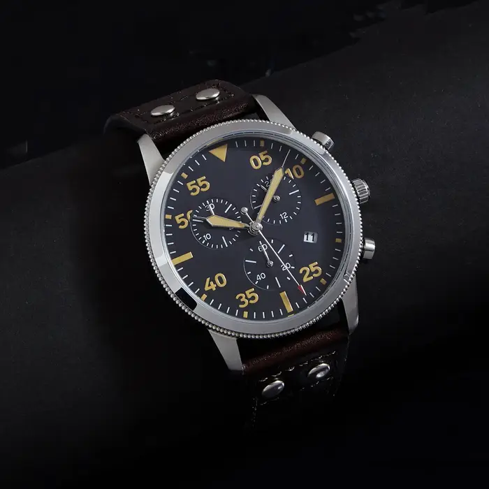 Montre Pilote Vintage Chronographe Mouvement Japonais JS05