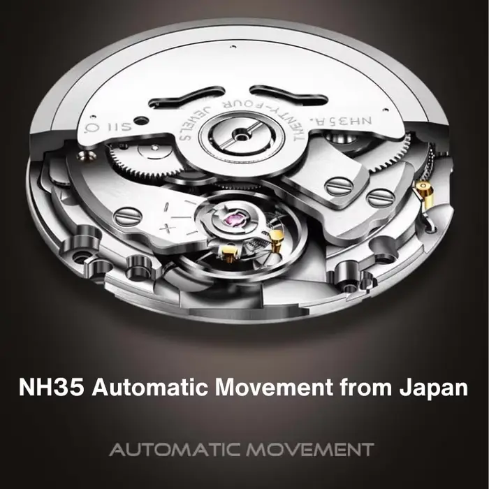 Montre mécanique automatique pour homme avec mouvement NH35 du Japon