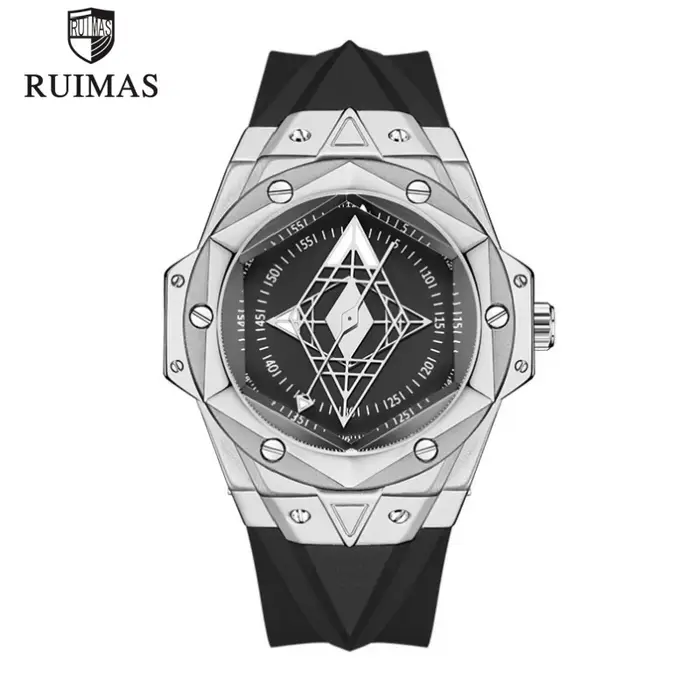 RUIMAS-Montre-bracelet étanche à cadran creux pour homme, montres à quartz décontractées, bracelet e
