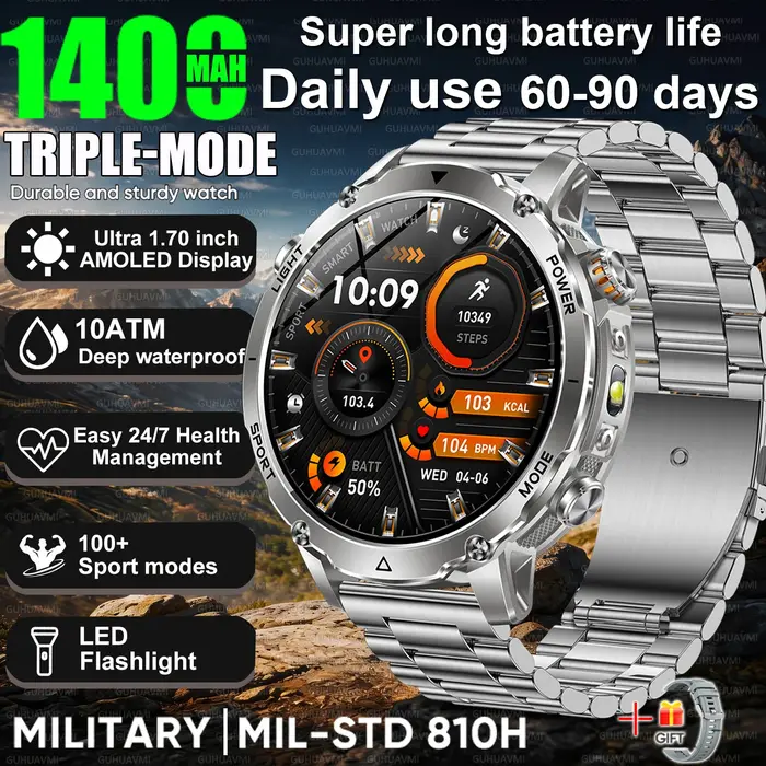 Montre connectée militaire TANK 2026