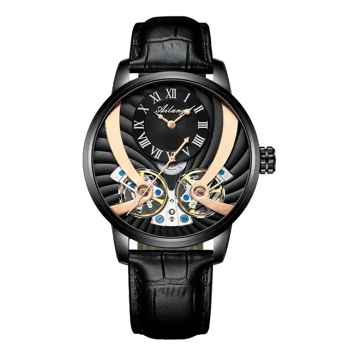 AILANG 2025 Nouvelle Montre Automatique Homme Tourbillon Mécanique Boîtier Acier Inoxydable Cadran Saphir Creux Caoutchouc Fluoré